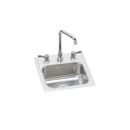 Elkay Sink, Stainless Steel, 15 in W x 15 in L x 6.125 in H BPSH15C